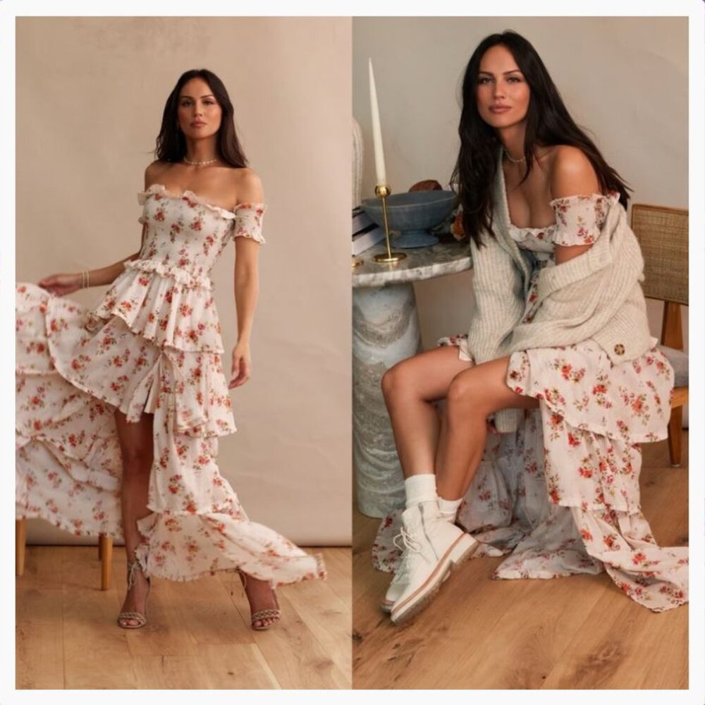 V Chapman Floral Tiered Dress - Size 2